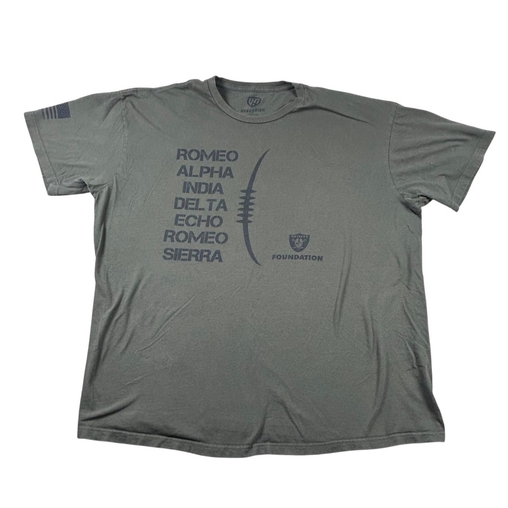 Hands High Vegas Raiders Foundation Shirt Mens‎ 2XL Gray Phonetic Alphabet TEE